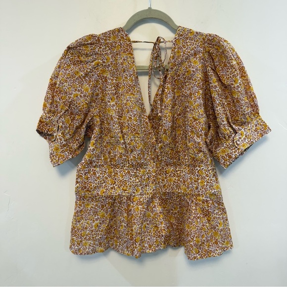 J. CREW puff Sleeve V Neck Top In Scattered Blooms NWT - Picture 7 of 8